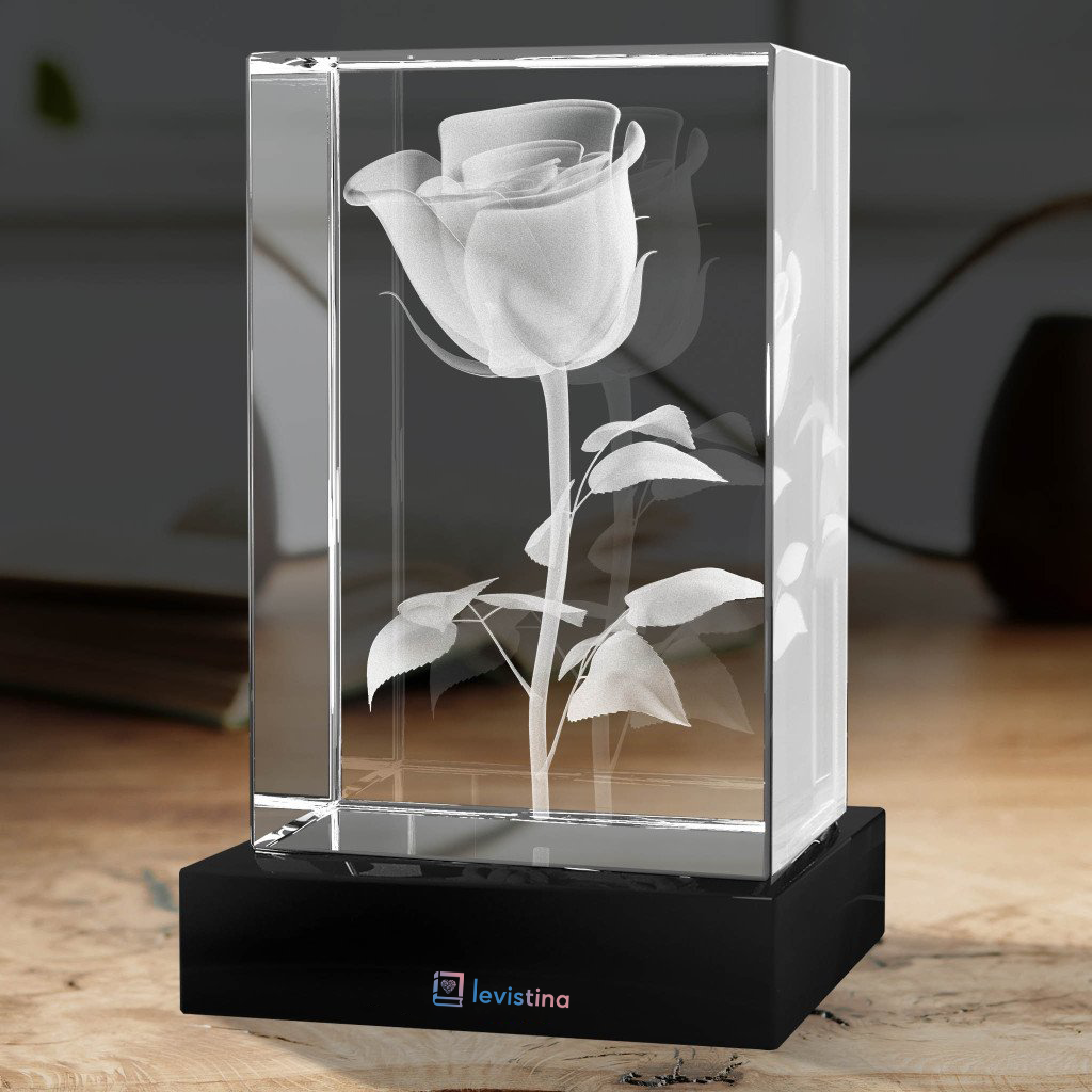 3D Crystal Rose - Light Base NOT Included