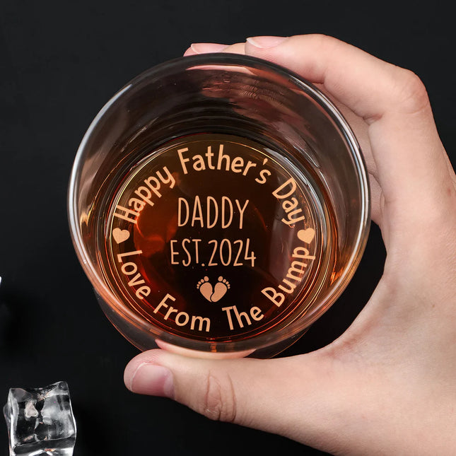 Love From The Bump Happy Father's Day Daddy - Personalized Engraved Whiskey Glass