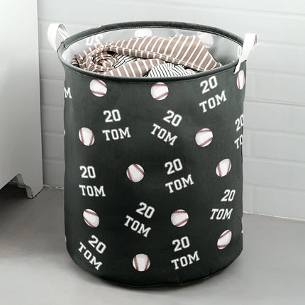 Baseball Custom Name, Number - Personalized Laundry Storage Basket