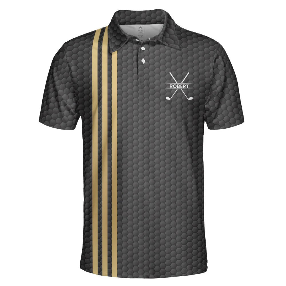 Custom Name Golf Ball Pattern Line Vintage Style For Golf Lovers - Custom Golf Shirt-Levistina