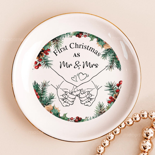 First Christmas As Mr & Mrs - Personalized Jewelry Dish