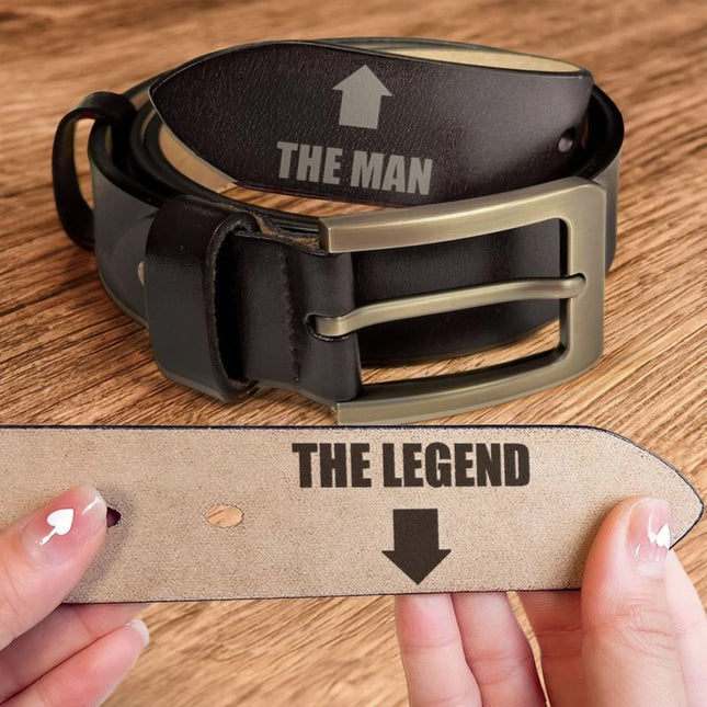 The Man The Legend Funny Gift For Husband BF - Engraved Leather Belt