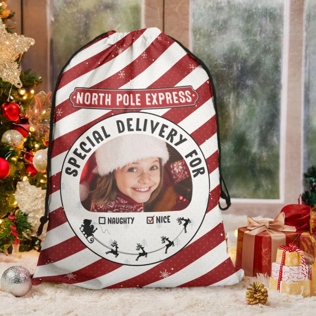 Santa Sack Christmas Gifts For Kid - Personalized Photo Christmas Sack