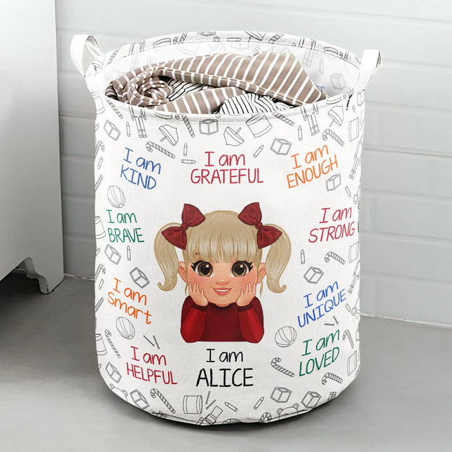 I Am Affirmation For Kid - Personalized Laundry Storage Basket