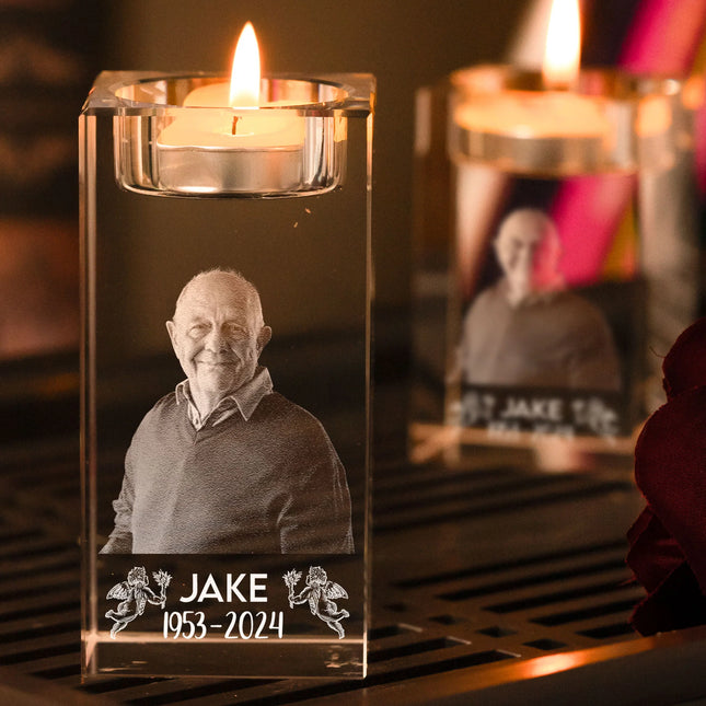 Memorial Photo - Personalized 3D Photo Crystal Candle Holder