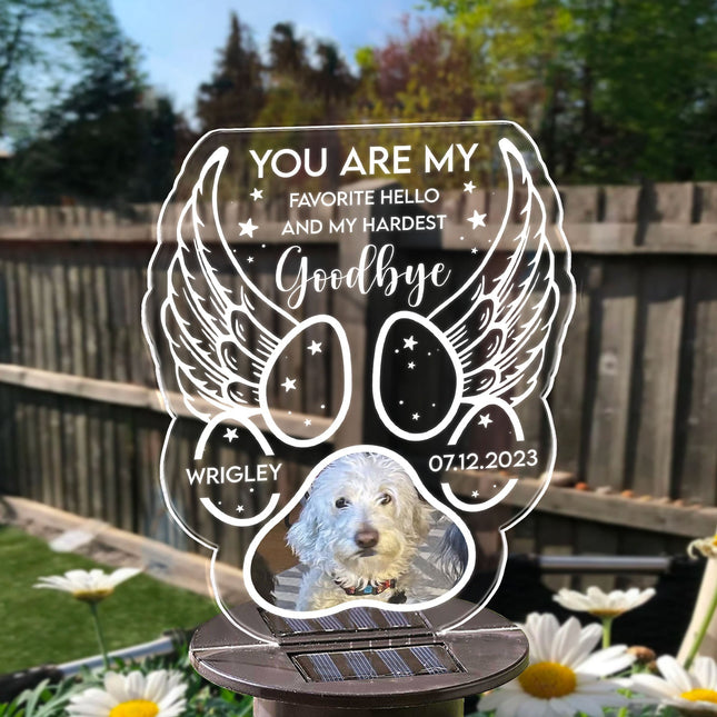 You Are My Favorite Hello And My Hardest Goodbye - Personalized Photo Solar Light