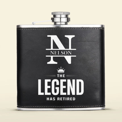 The Legend Has Retired - Personalized Leather Flask