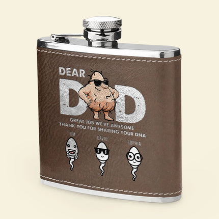 Great Job We're Awesome Thank You For Sharing Your DNA - Personalized Leather Flask