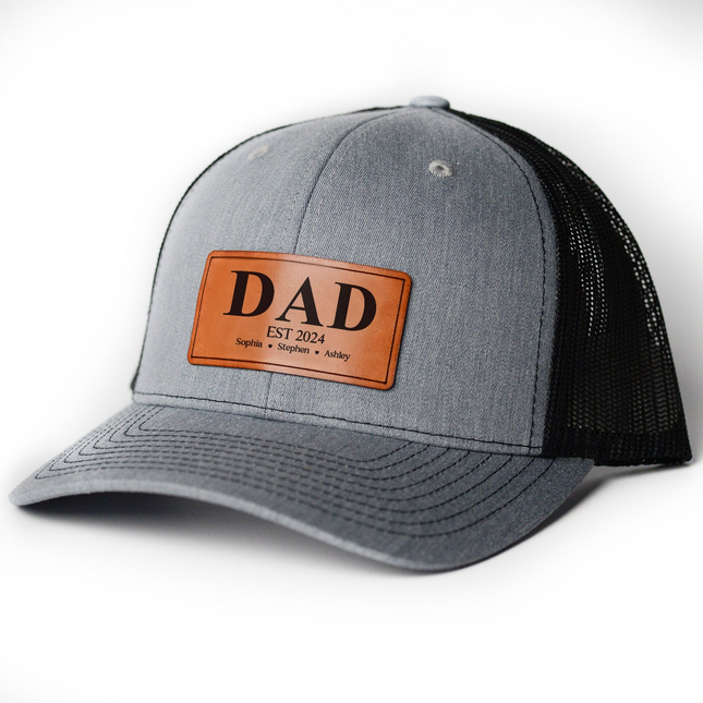 Dad Est - Personalized Leather Patch HatDad Est - Personalized Leather Patch Hat