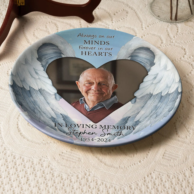 Always On Our Minds Forever In Our Hearts - Personalized Photo Ceramic Plate