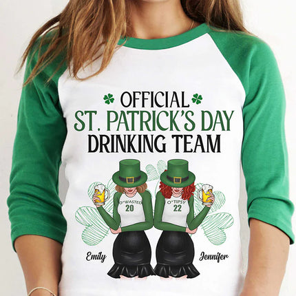 Official St. Patrick's Day Drinking Team - Gift For Besties, Personalized St. Patrick's Day Unisex Raglan Shirt