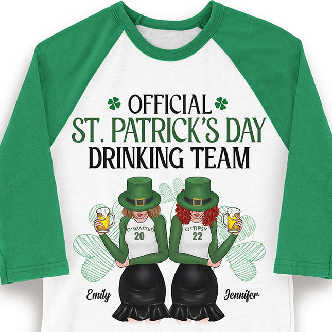 Official St. Patrick's Day Drinking Team - Gift For Besties, Personalized St. Patrick's Day Unisex Raglan Shirt