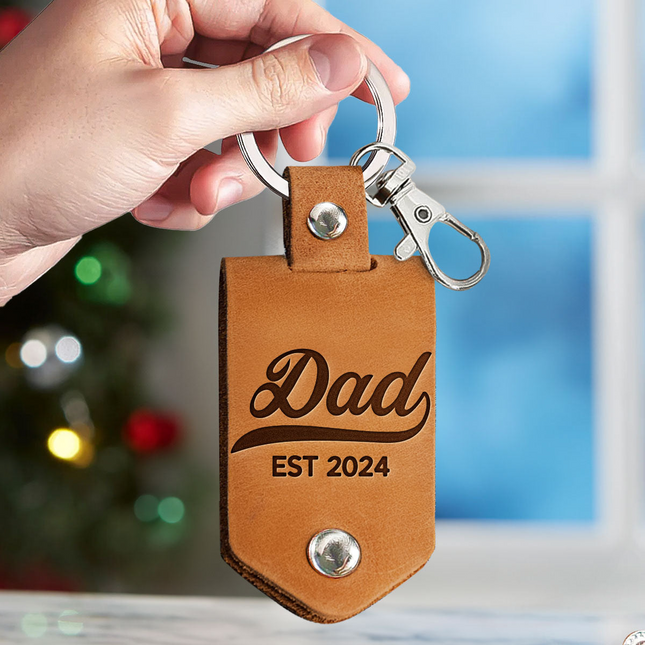 The Day You Became My Daddy First Time Dad - Personalized Leather Photo Keychain