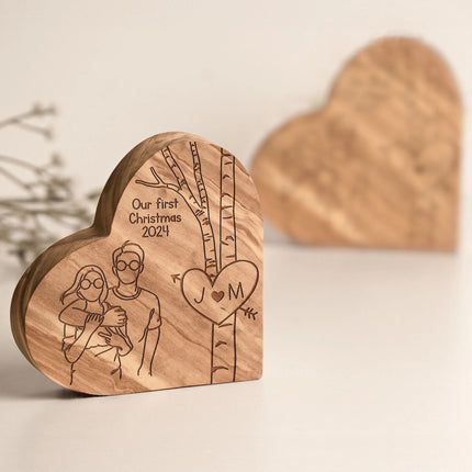 Our First Christmas - Personalized Engraved Wood Photo Plaque