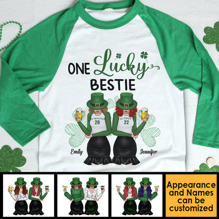 One Lucky Bestie - Gift For Besties, Personalized St. Patrick's Day Unisex Raglan Shirt