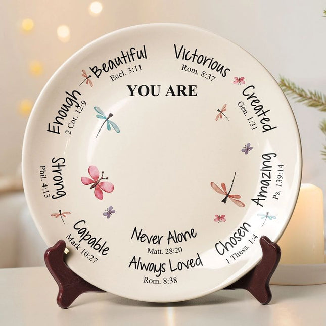 Affirmation Gift God Says You Are Custom Birth Flower - Personalized Ceramic Plate