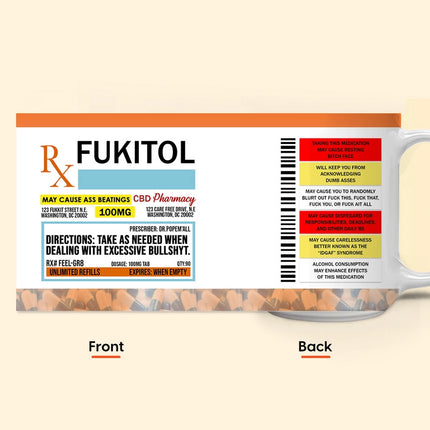 Funny Mug - Fukitol Rx Prescription - Gifts For Coworkers, Friends, Family - Personalized Mug