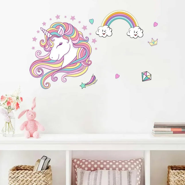 Adorable Unicorn And Rainbow Wall Sticker Decor For Kids' Room - Personalized Decal