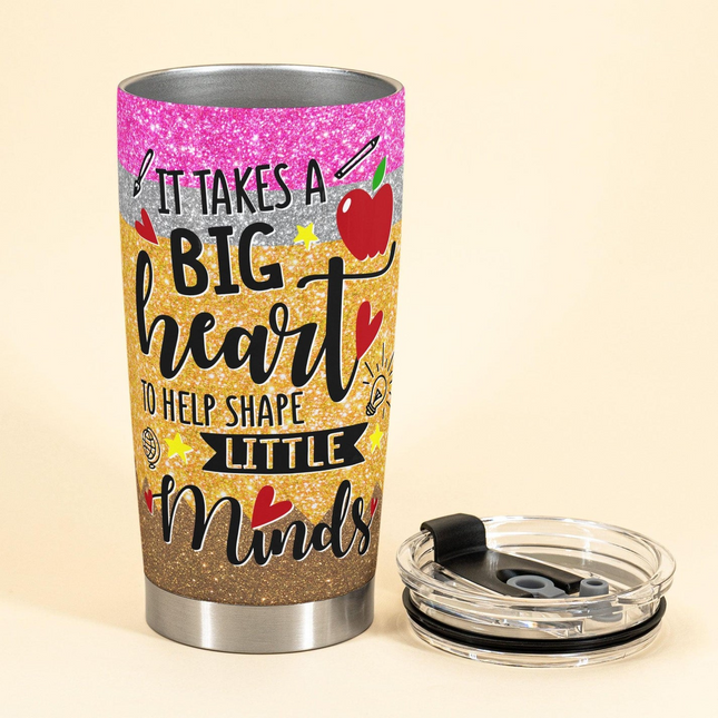 A Big Heart - Personalized Tumbler Cup - Birthday Gift For Teacher Colleague Student