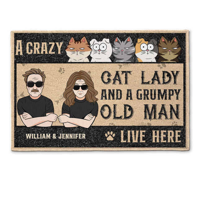 A Cat Lady And An Old Man - Personalized Doormat