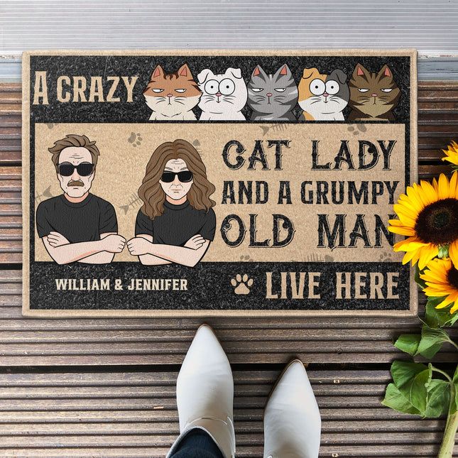 A Cat Lady And An Old Man - Personalized Doormat