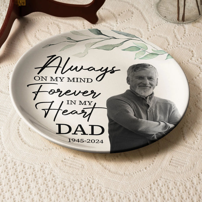 Always On My Mind Forever In My Heart Memorial-Personalized Photo Ceramic Plate