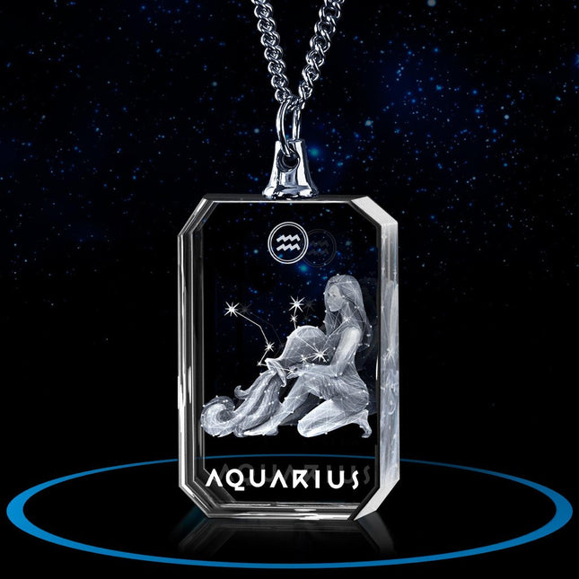 3D Necklace Rectangle for Aquarius