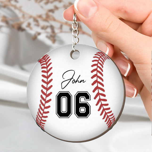 Baseball Ball - Personalized Wooden Keychain