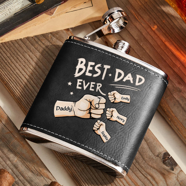 Best Dad Ever - Personalized Leather Flask