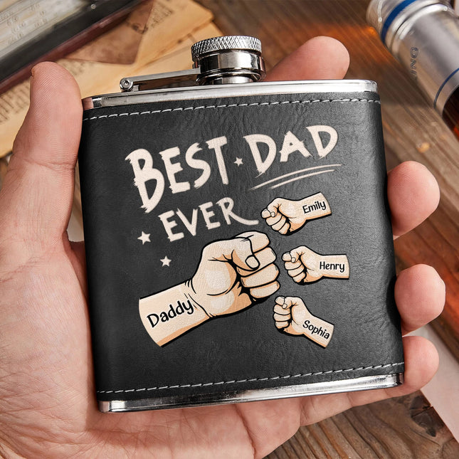 Best Dad Ever - Personalized Leather Flask