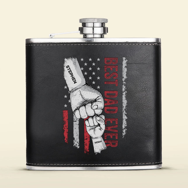 Best Dad Ever - Personalized Leather Flask