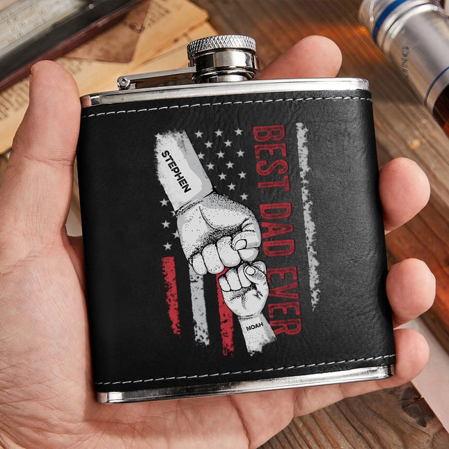 Best Dad Ever - Personalized Leather Flask