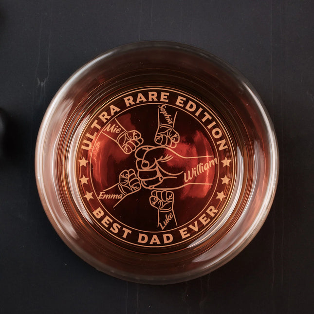 Best Dad Ever Ultra Rare Edition - Personalized Engraved Whiskey Glass 1