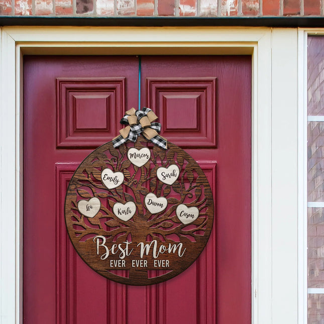 Best Mom Ever - Personalized Custom Shaped Wood Sign