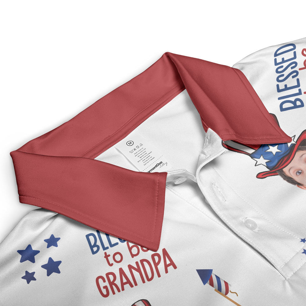 Blessed To Be Grandpa - Personalized Photo Polo Shirt - Levistina