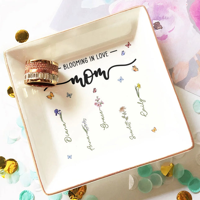 Blooming In Love Mom's Garden - Personalized Jewelry Dish