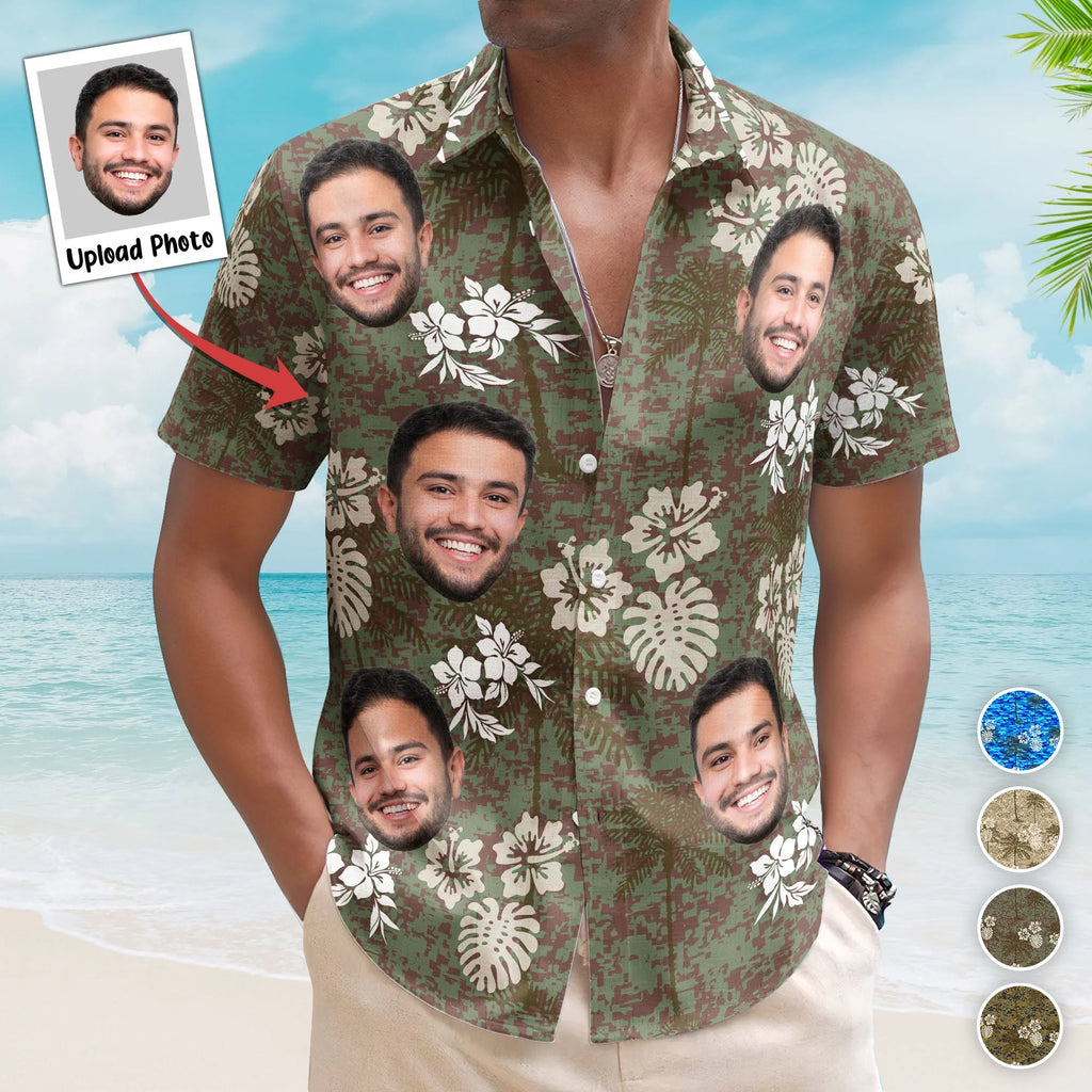 Camo Tropical Beach Pattern Hawaii Aloha Shirts - Custom Photo Hawaiian Shirts-Levistina