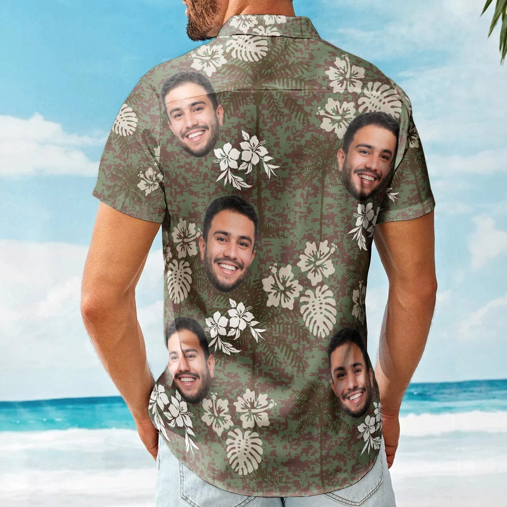 Camo Tropical Beach Pattern Hawaii Aloha Shirts - Custom Photo Hawaiian Shirts-Levistina