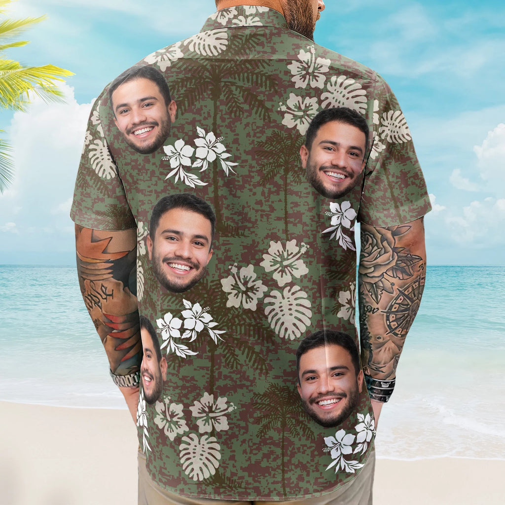 Camo Tropical Beach Pattern Hawaii Aloha Shirts - Custom Photo Hawaiian Shirts-Levistina