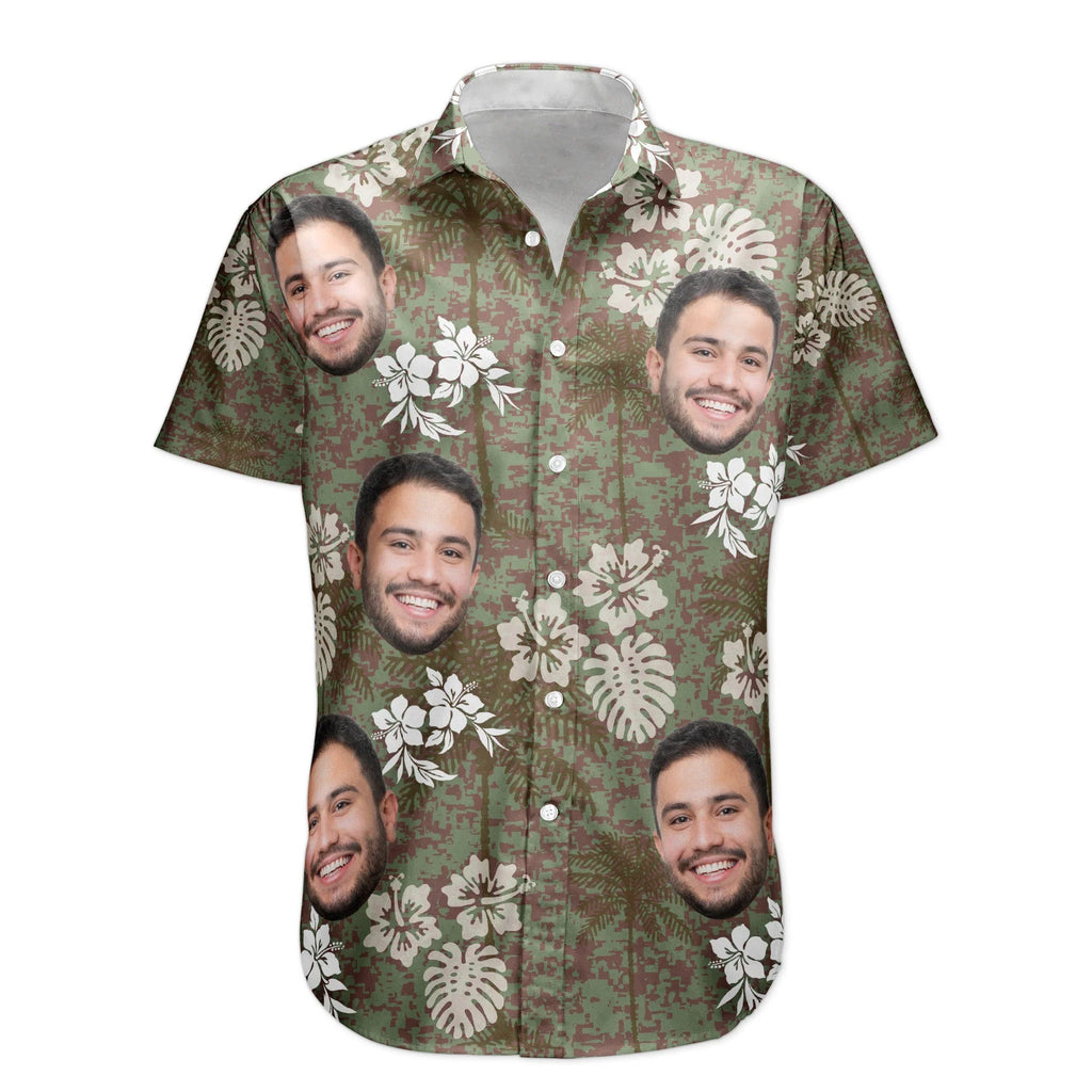 Camo Tropical Beach Pattern Hawaii Aloha Shirts - Custom Photo Hawaiian Shirts-Levistina