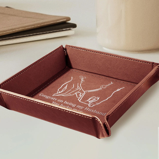 Congrats On Being My Husband - Personalized Leather Valet Tray