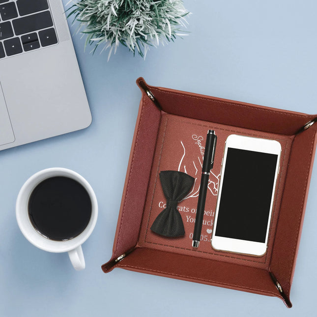 Congrats On Being My Husband - Personalized Leather Valet Tray