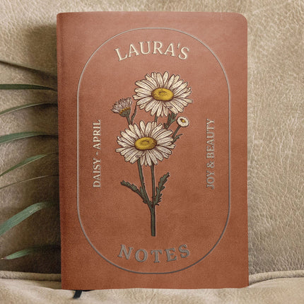 Custom Birth Month Flowers Notes - Personalized Leather Journal