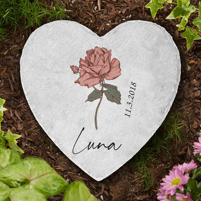 Custom Birth Month Flowers - Personalized Garden Stone