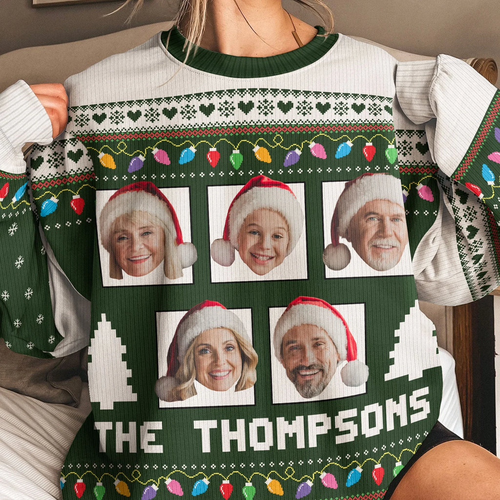 Custom Face Funny - Christmas Light - Personalized Photo Ugly Sweater-Levistina