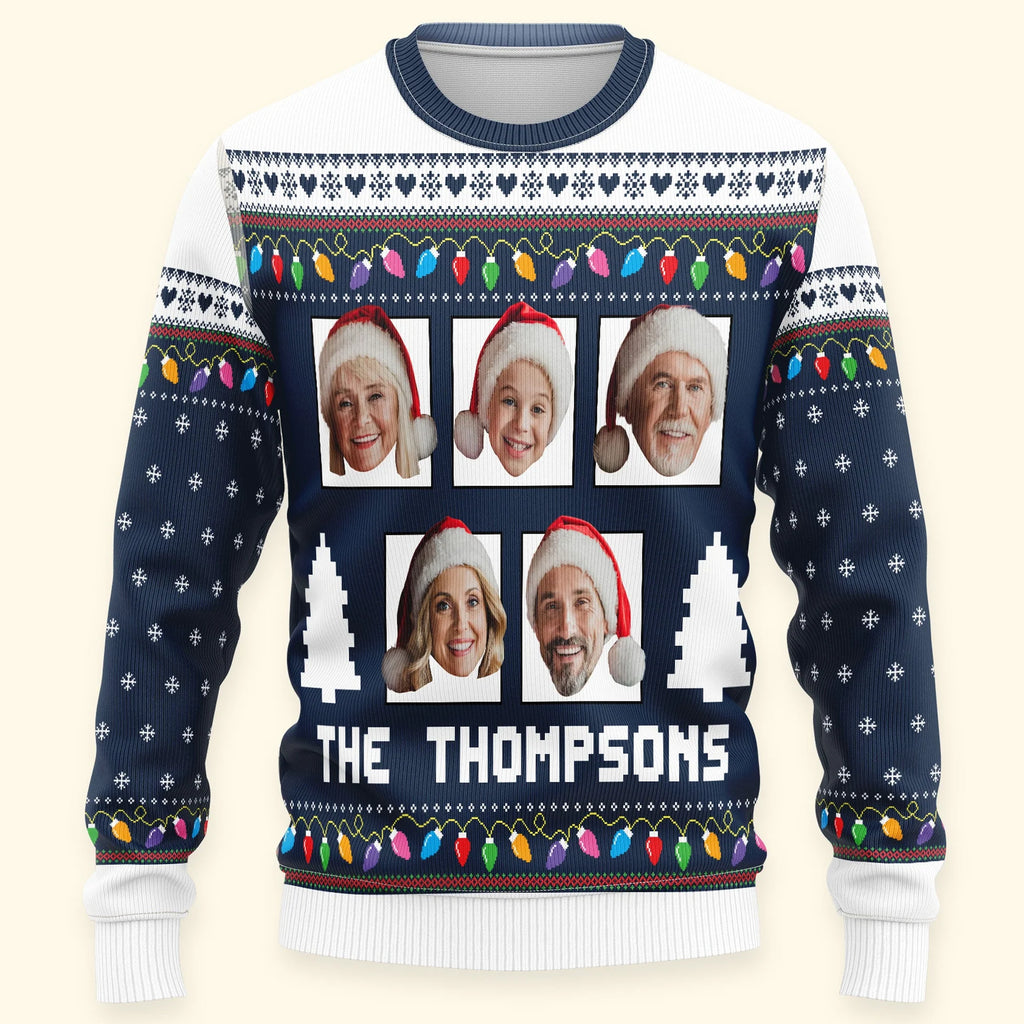 Custom Face Funny - Christmas Light - Personalized Photo Ugly Sweater-Levistina