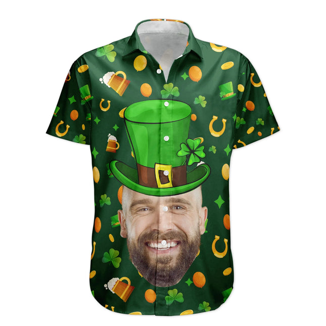 Custom Face Funny Happy St Patrick's Day - Custom Photo Hawaiian Shirts