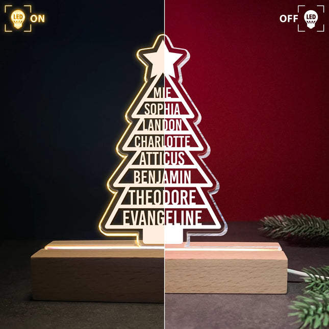 Custom Family Names 2023 Christmas Tree - Personalized LED Light