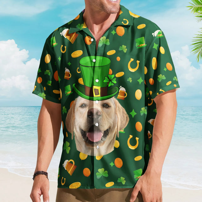 Sample Custom Pet Face St Patrick's Day For Dog Lovers, Cat Lovers - Personalized Photo Hawaiian Shirt