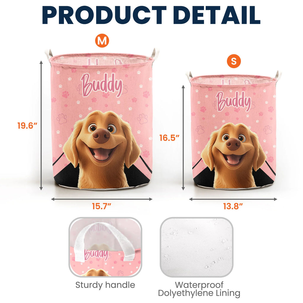 Custom Pet Toy Basket For Dog - Personalized Laundry Storage Basket - Levistina